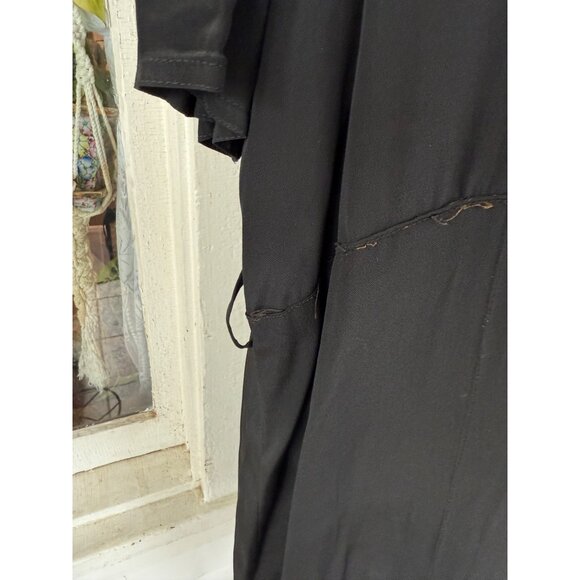 Antique 30's Black Rayon Maternity Dress AS IS TLC Size L - Picture 3 of 16